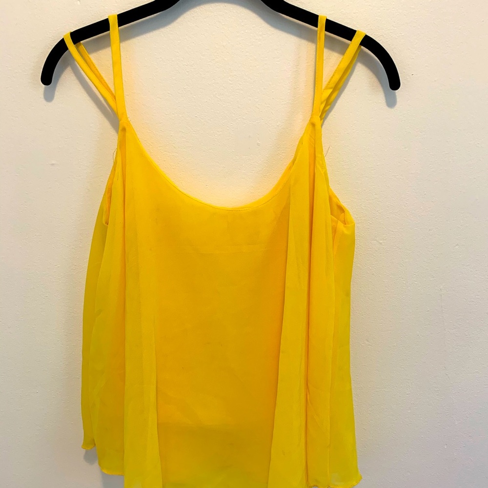 Yellow Crepe Drape Top